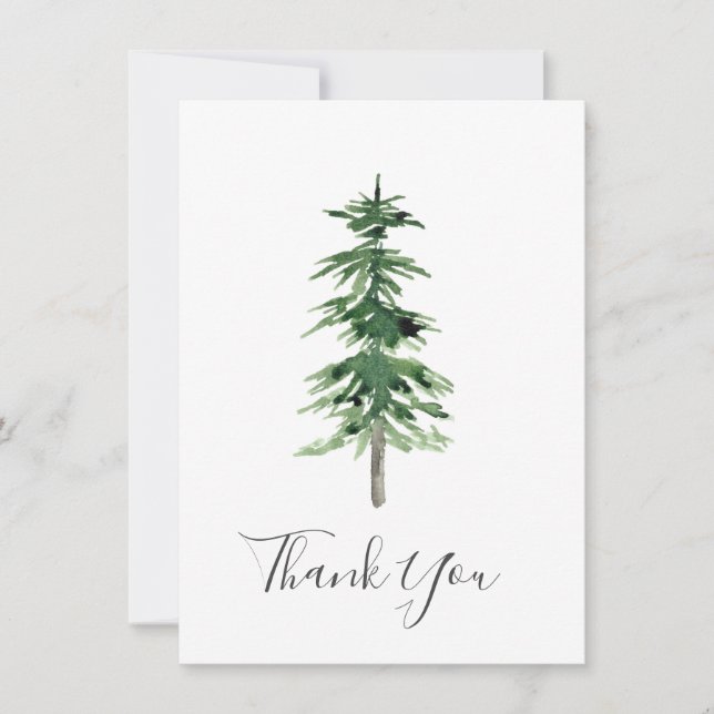 Watercolor Pine Tree Thank You Card (Front)
