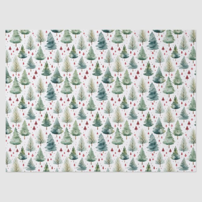 Watercolor Pine Tree Tissue Paper (Front)