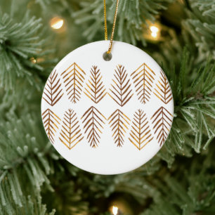 Watercolor Pine trees - amber Ceramic Tree Decoration