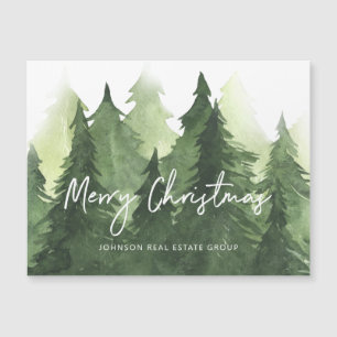 Watercolor Pine Trees Business Merry Christmas