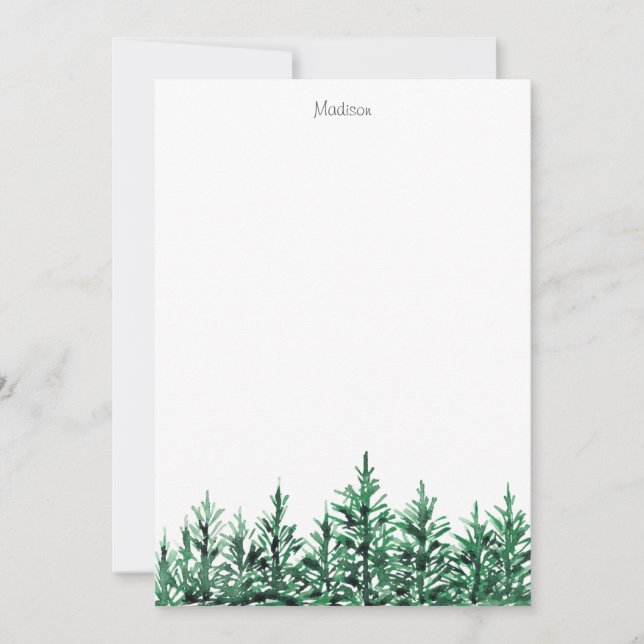 Watercolor Pine Trees Card (Front)