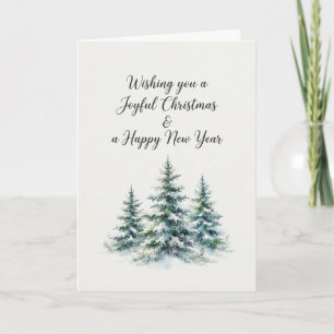Watercolor Pine Trees Christmas Card