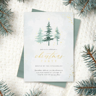 Watercolor Pine Trees Christmas Holiday Party