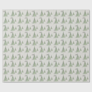 Watercolor Pine Trees Christmas Joy Wrapping Paper