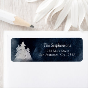 Watercolor Pine Trees Christmas Return Address