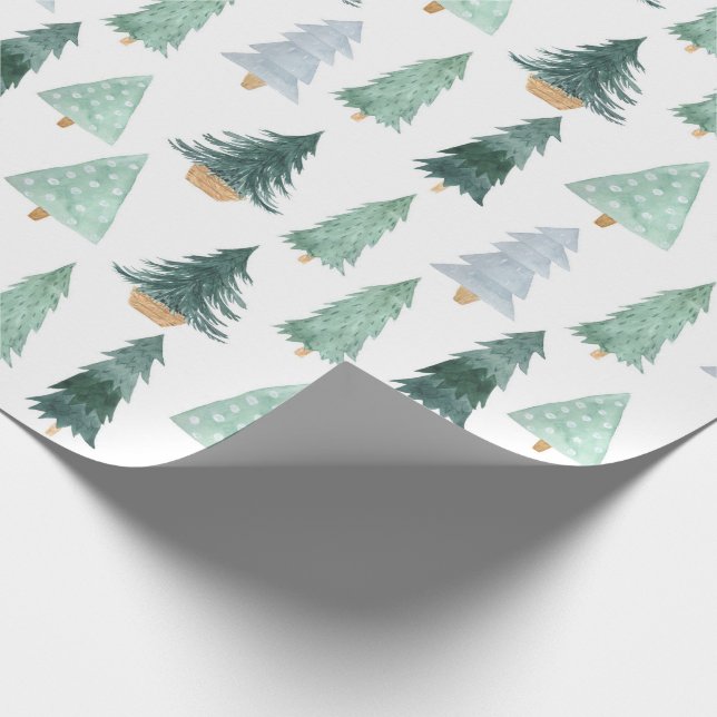 Watercolor Pine Trees Christmas Wrapping paper (Corner)
