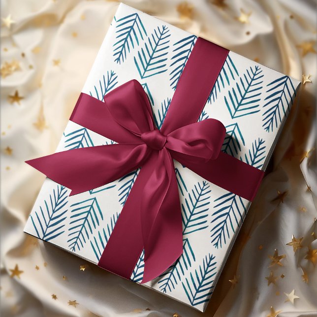 Watercolor Pine trees - dark teal Wrapping Paper Sheet (Creator Uploaded)