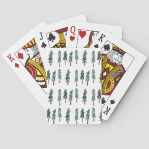 Watercolor Pine Trees Forest  Pattern Playing Cards