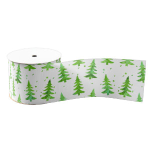 Watercolor Pine Trees Grosgrain Ribbon