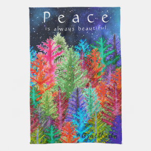 Watercolor Pine Trees in the Forest Kitchen Towel