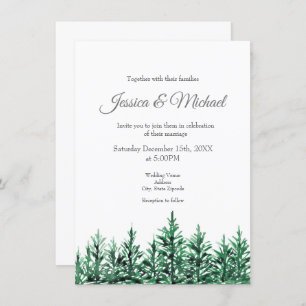 Watercolor Pine Trees  Invitation