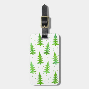 Watercolor Pine Trees Luggage Tag