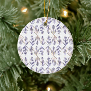 Watercolor Pine trees pattern - purple Ceramic Tree Decoration