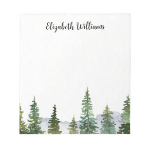 Watercolor Pine Trees Personalised  Notepad