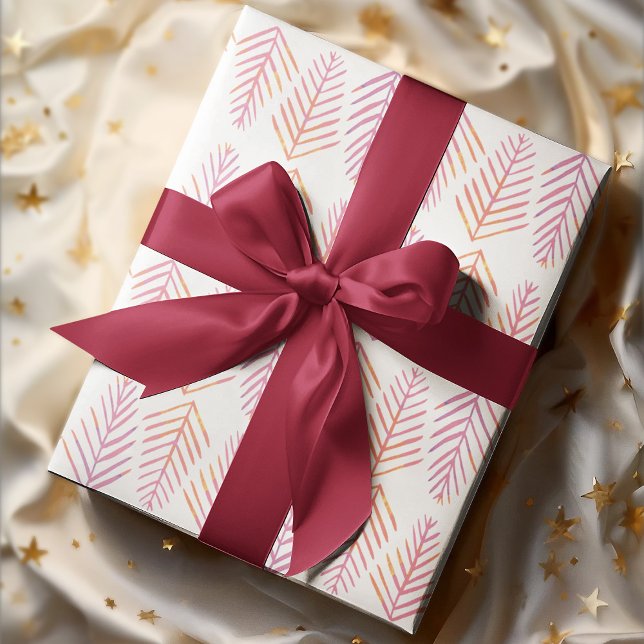 Watercolor Pine trees - pink Wrapping Paper Sheet (Creator Uploaded)