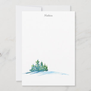 Watercolor Pine Trees Snowscape Card