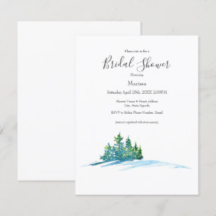 Watercolor Pine Trees Snowscape Invitation
