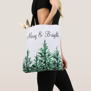 Watercolor Pine Trees Tote Bag