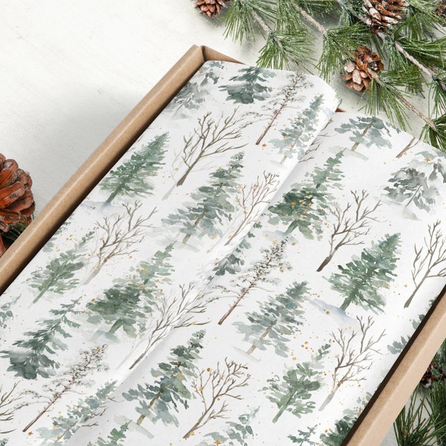 Watercolor Pine Trees Winter Christmas  Tissue Paper (Creator Uploaded)