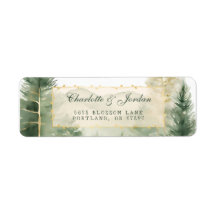 Watercolor Pine Trees Woodland Return Address