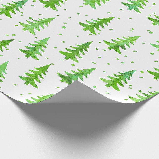 Watercolor Pine Trees Wrapping Paper (Corner)