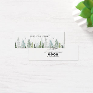 Watercolor Pine Woods Earring Hoops Stud Mini Card