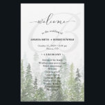 Watercolor Pine Woods Forest Wedding Program<br><div class="desc">Beautiful Pine Woods Forest Wedding program paper sheet design featuring a watercolor pine woods/forest and a big "welcome" in an elegant script as well as your monogram and the wedding program details for you to personalise.</div>