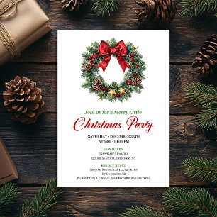 Watercolor Pine Wreath Christmas Party Invitation