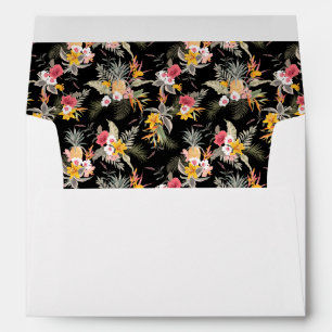 Watercolor Pineapple and Flowers Lined Envelope