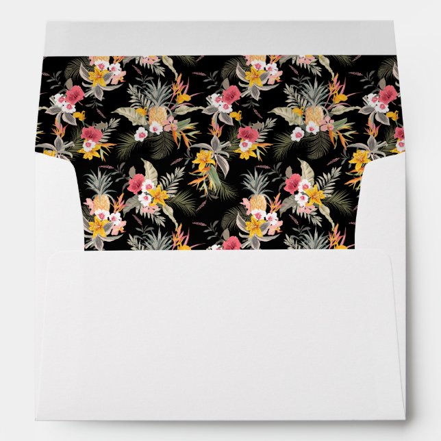 Watercolor Pineapple and Flowers Lined Envelope (Back (Bottom))