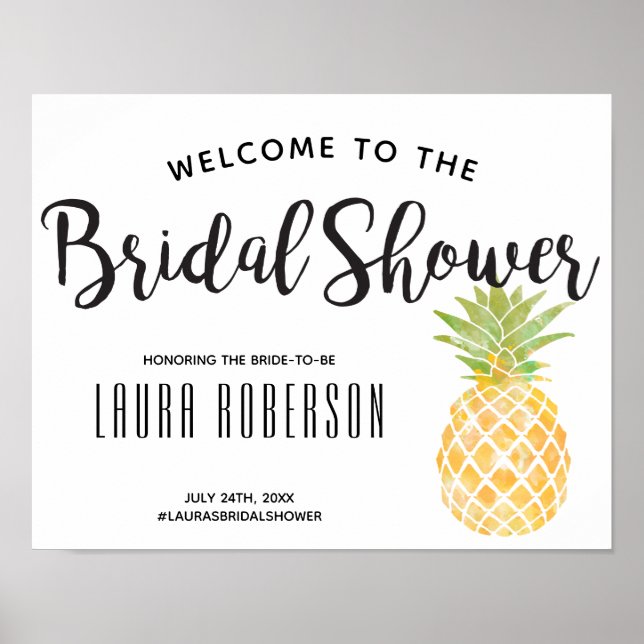 Watercolor Pineapple | Bridal Shower Welcome Sign (Front)