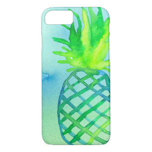Watercolor Pineapple Chartreuse Blue iPhone 8/7 Case