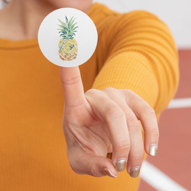  Watercolor Pineapple Classic Round Sticker (Creator Uploaded)