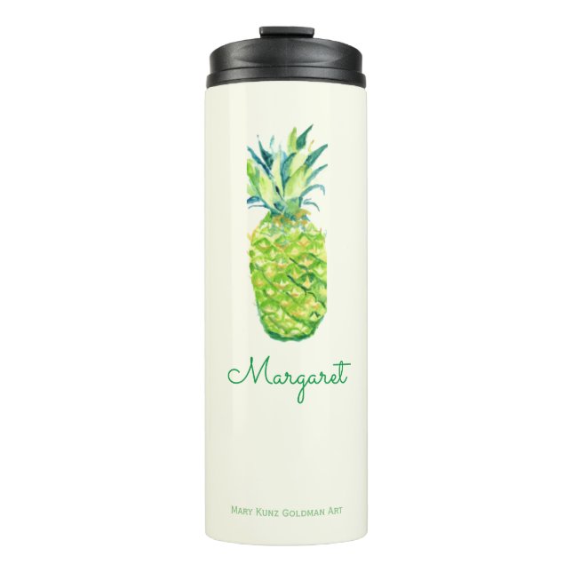 Watercolor Pineapple Cute Artistic Tropical Fruit Thermal Tumbler (Front)