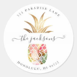 Watercolor Pineapple DIY Background Classic Round Sticker
