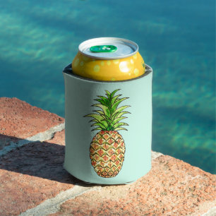watercolor pineapple drawing can cooler