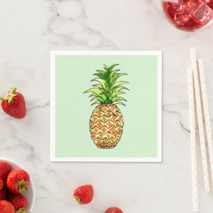 watercolor pineapple drawing napkin