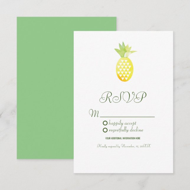 Watercolor Pineapple Geometrical Oasis Fruit Invitation (Front/Back)