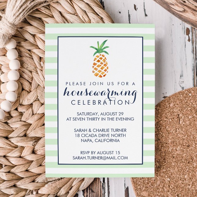 Watercolor Pineapple Housewarming Party Invitation (Creator Uploaded)
