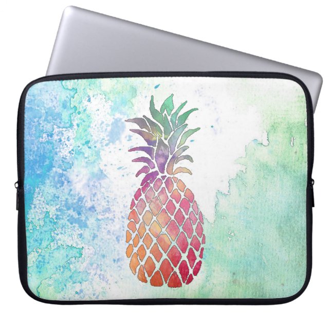 watercolor pineapple laptop sleeve (Front)
