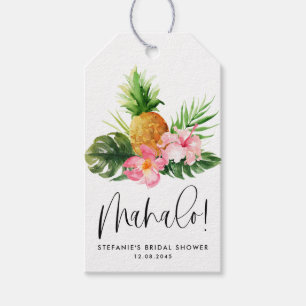 Watercolor Pineapple Mahalo Bridal Shower Gift Tags