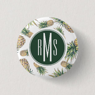 Watercolor Pineapple Pattern 3 Cm Round Badge