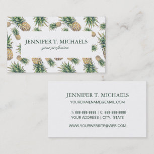 Watercolor Pineapple Pattern Business Card