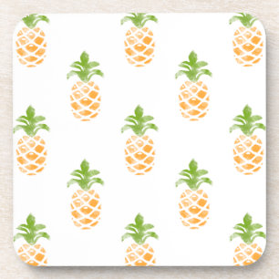 Watercolor Pineapple Pattern Coaster