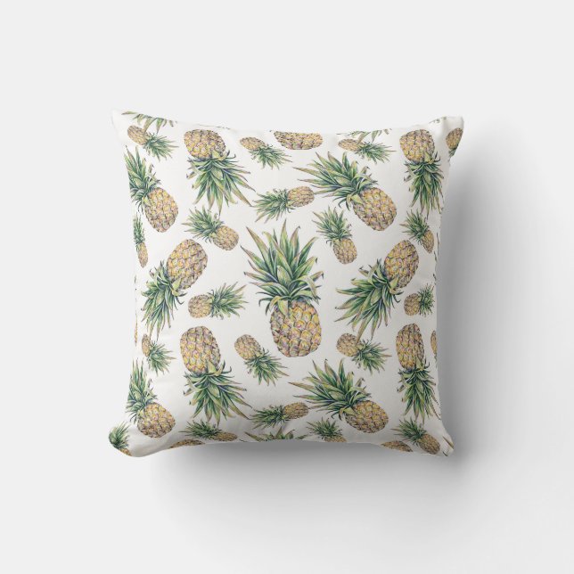 Watercolor Pineapple Pattern Cushion (Front)