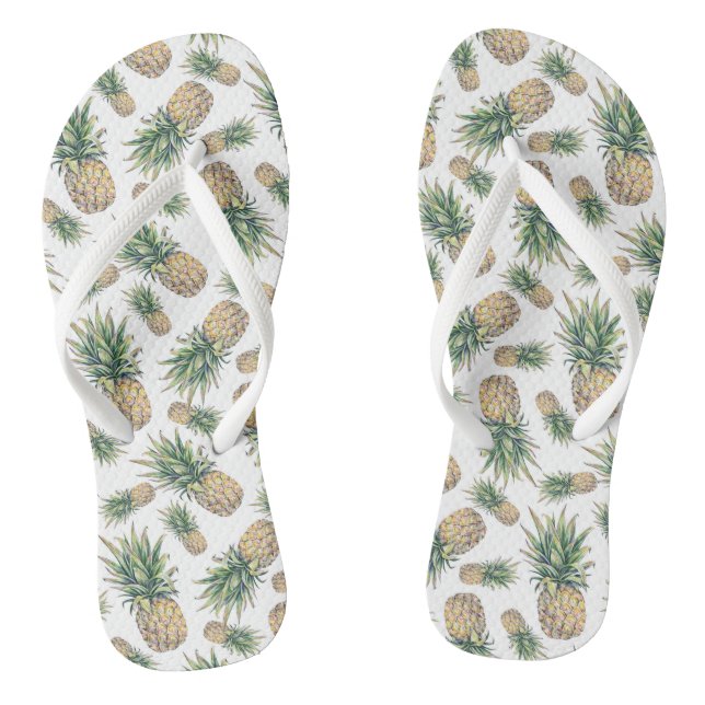 Watercolor Pineapple Pattern Flip Flops (Footbed)