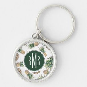 Watercolor Pineapple Pattern Key Ring