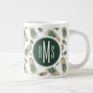 Watercolor Pineapple Pattern Large Coffee Mug
