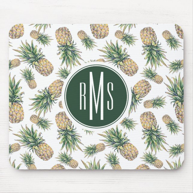 Watercolor Pineapple Pattern Mouse Mat (Front)