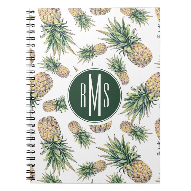 Watercolor Pineapple Pattern Notebook (Front)